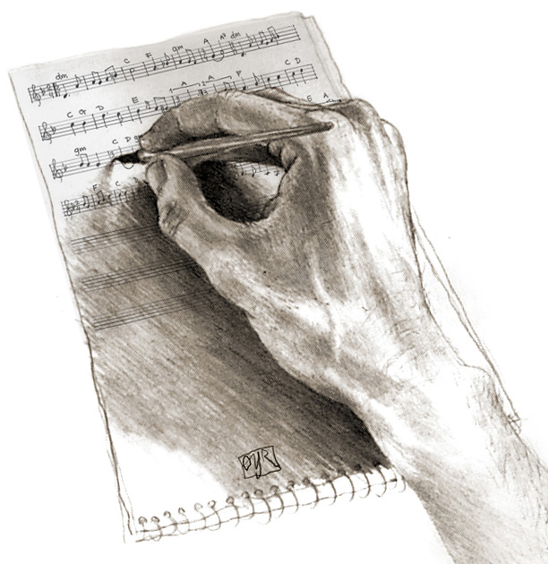 Noter som skrives av en hånd
