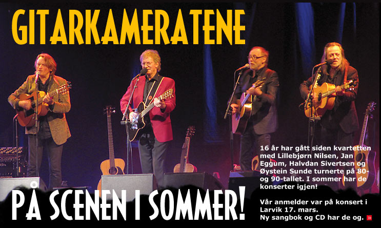 Gitarkameratene på scenen: 16 år har gått siden kvartetten med Lillebjørn Nilsen, Jan Eggum, Halvdan Sivertsen og Øystein Sunde turnerte på 80-90-tallet. I sommer har de konserter igjen. Les mer...