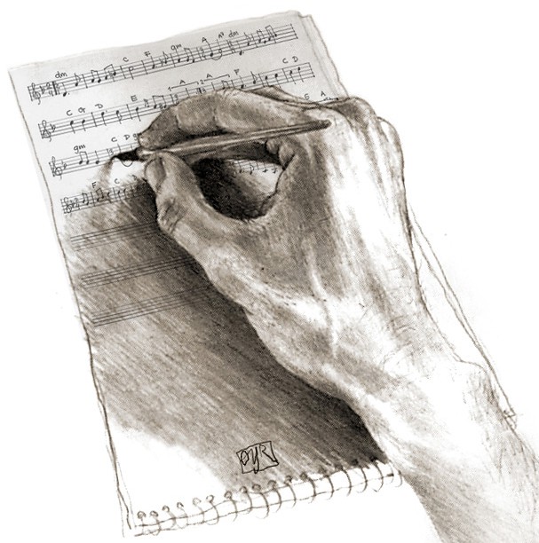 Noter som skrives av en hånd